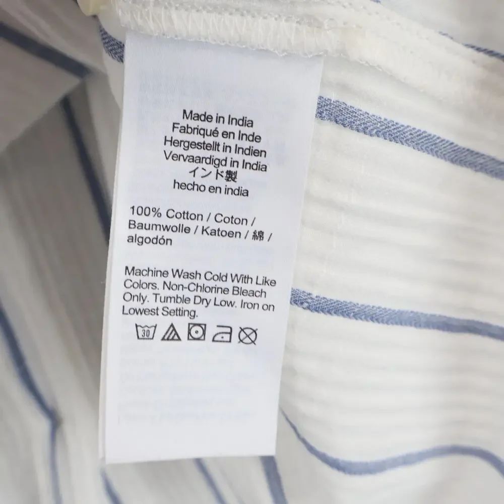 J.Crew Puff Sleeve Stripe Sheer Gauze Ivory Top Size Medium NWT